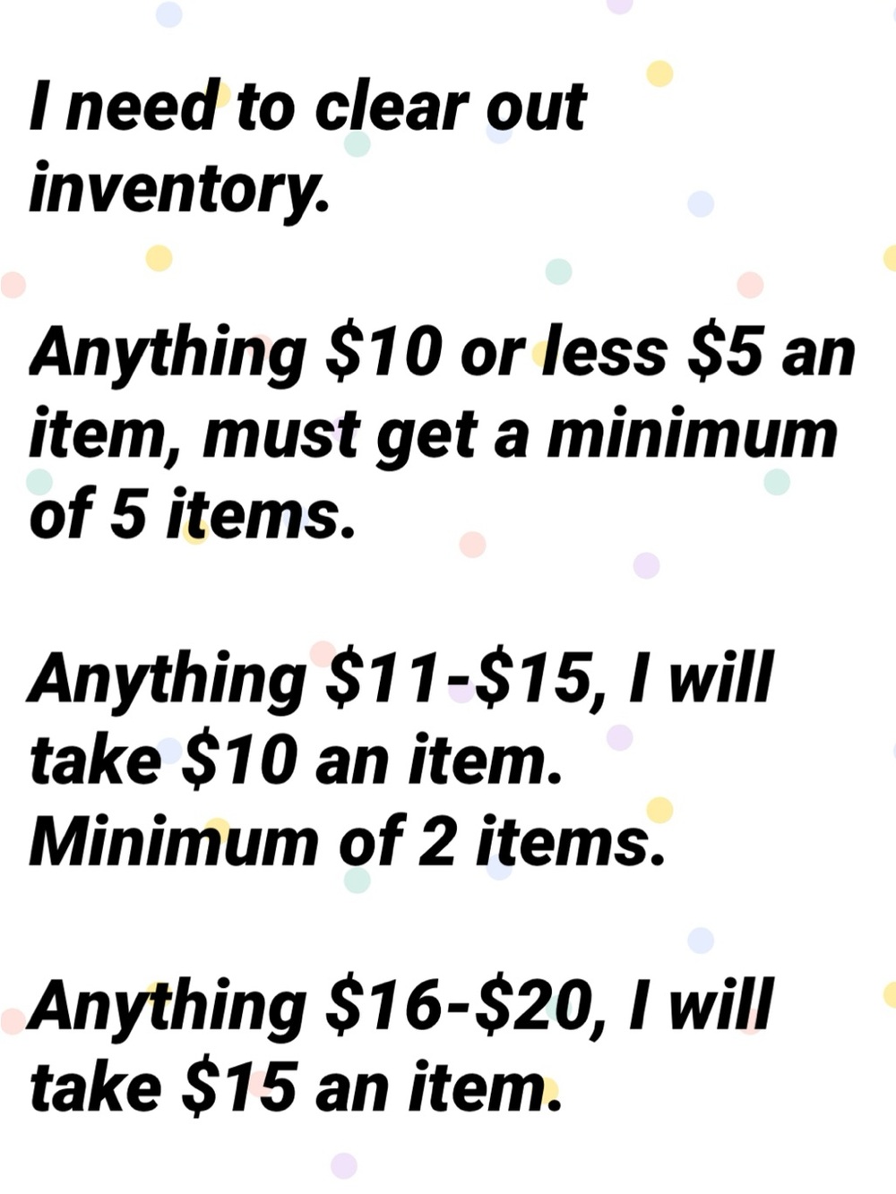 Inventory Sale
